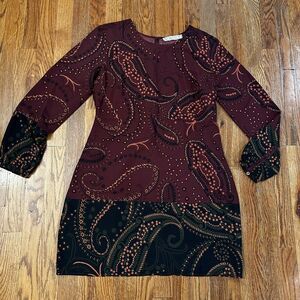 Abercrombie & Fitch Womens Paisley Print A-line Dress With Zipper Closure